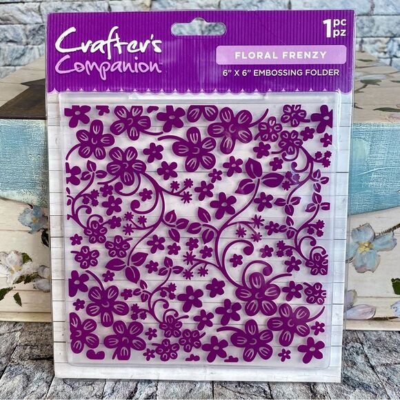 Crafters Companion NWT 6" x 6" Embossing Folder Floral Frenzy Design 1 Piece - Picture 1 of 5